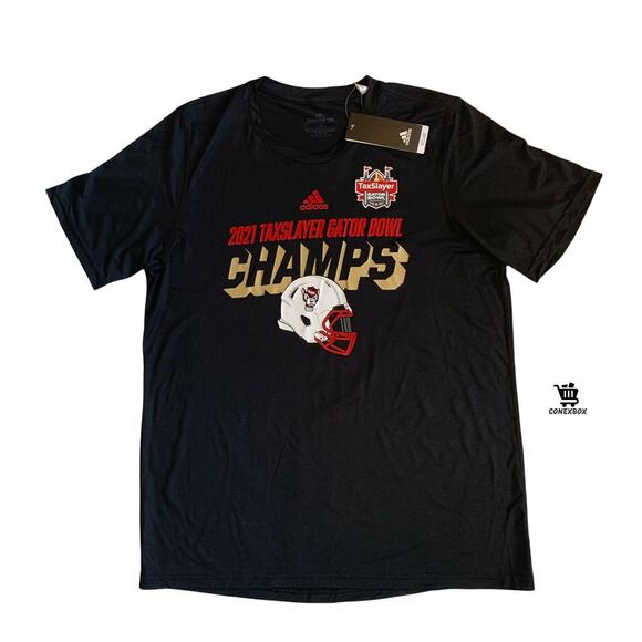 Adidas 2021 Men's Size L Taxslayer Gator Bowl Champs NC State Wolfpack T-Shirt - Picture 1 of 12